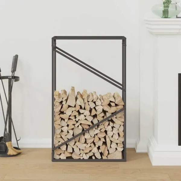 Hot brændestativ 60x25x100 cm koldvalset stål sort Tilbehør Til Brændeovne & Pejse