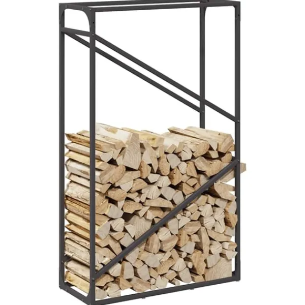 Hot brændestativ 60x25x100 cm koldvalset stål sort Tilbehør Til Brændeovne & Pejse