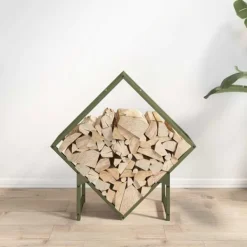 New brændestativ 60x25x60 cm koldvalset stål olivengrøn Tilbehør Til Brændeovne & Pejse