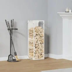 vidaXL Tilbehør Til Brændeovne & Pejse^brændestativ 25x25x80 cm koldvalset stål hvid