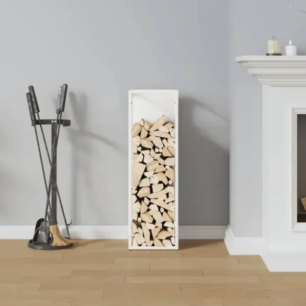 vidaXL Tilbehør Til Brændeovne & Pejse^brændestativ 25x25x80 cm koldvalset stål hvid