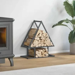 Outlet brændestativ 50x25x60 cm koldvalset stål antracitgrå Tilbehør Til Brændeovne & Pejse