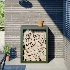 vidaXL Tilbehør Til Brændeovne & Pejse^brændestativ 60x40x80 cm stål grøn