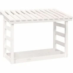 vidaXL Tilbehør Til Brændeovne & Pejse^brændestativ 108x64,5x78 cm massivt fyrretræ hvid - Brændekurve – tilbehør