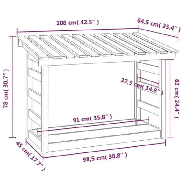 vidaXL Tilbehør Til Brændeovne & Pejse^brændestativ 108x64,5x78 cm massivt fyrretræ hvid - Brændekurve – tilbehør