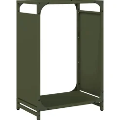 Discount brændestativ 44x28x65 cm koldvalset stål olivengrøn Tilbehør Til Brændeovne & Pejse