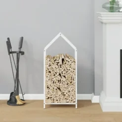 vidaXL Tilbehør Til Brændeovne & Pejse^brændestativ 40x25x90 cm koldvalset stål hvid
