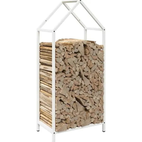 vidaXL Tilbehør Til Brændeovne & Pejse^brændestativ 40x25x90 cm koldvalset stål hvid