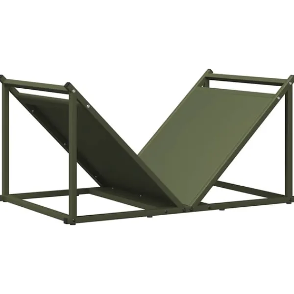 New brændestativ 70x43x34,5 cm koldvalset stål olivengrøn Tilbehør Til Brændeovne & Pejse