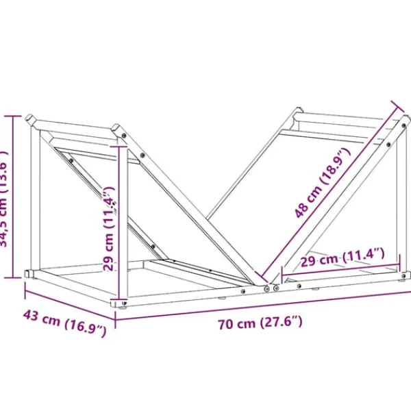 New brændestativ 70x43x34,5 cm koldvalset stål olivengrøn Tilbehør Til Brændeovne & Pejse