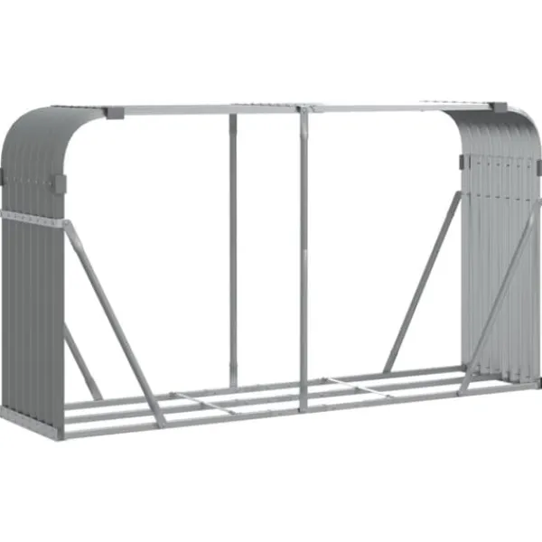 Online brændestativ 180x45x100 cm galvaniseret stål lysegrå - Brændekurve Tilbehør Til Brændeovne & Pejse