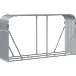 Online brændestativ 180x45x100 cm galvaniseret stål lysegrå - Brændekurve Tilbehør Til Brændeovne & Pejse