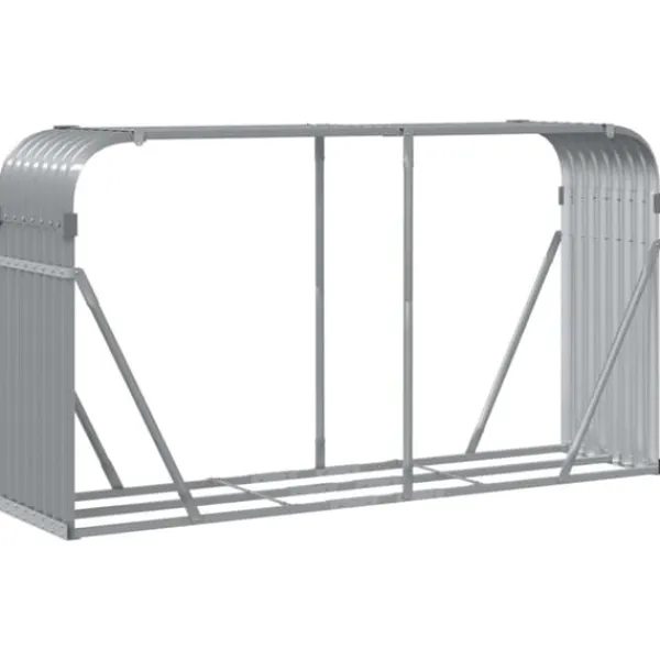 Online brændestativ 180x45x100 cm galvaniseret stål lysegrå - Brændekurve Tilbehør Til Brændeovne & Pejse