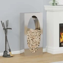 Hot brændestativ 50x23x100 cm rustfrit stål Tilbehør Til Brændeovne & Pejse