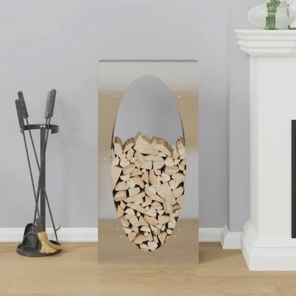 Hot brændestativ 50x23x100 cm rustfrit stål Tilbehør Til Brændeovne & Pejse