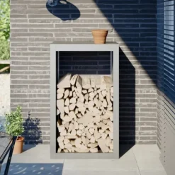 brændestativ 60x40x100 cm rustfrit stål Tilbehør Til Brændeovne & Pejse