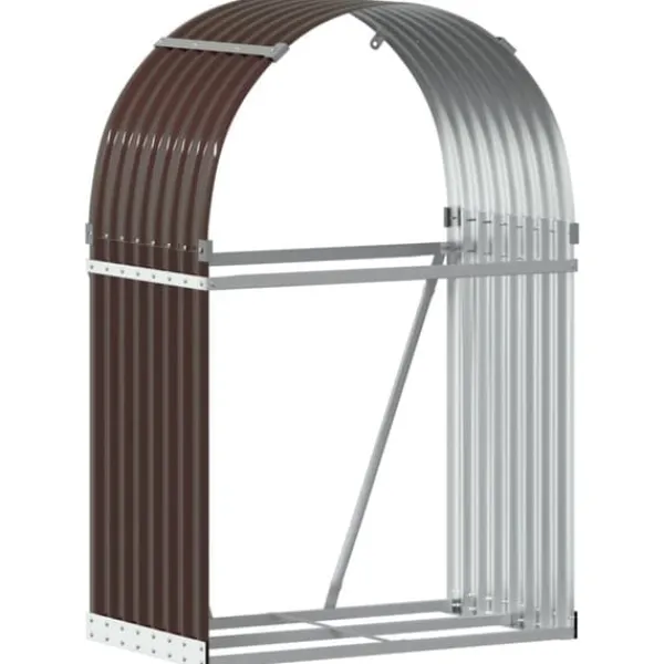 Discount brændestativ 80x45x120 cm galvaniseret stål brun - Brændekurve Tilbehør Til Brændeovne & Pejse