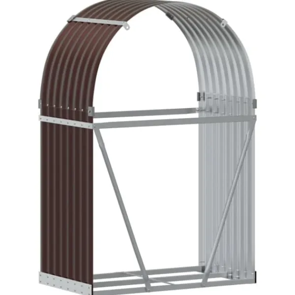 Discount brændestativ 80x45x120 cm galvaniseret stål brun - Brændekurve Tilbehør Til Brændeovne & Pejse
