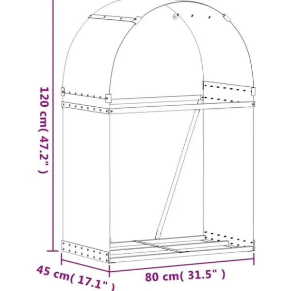 Discount brændestativ 80x45x120 cm galvaniseret stål brun - Brændekurve Tilbehør Til Brændeovne & Pejse