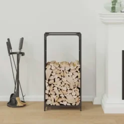 Discount brændestativ 44x28x90 cm koldvalset stål sort Tilbehør Til Brændeovne & Pejse
