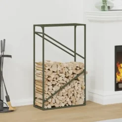 vidaXL Tilbehør Til Brændeovne & Pejse^brændestativ 60x25x100 cm koldvalset stål olivengrøn