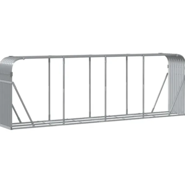 vidaXL Tilbehør Til Brændeovne & Pejse^brændestativ 300x45x100 cm galvaniseret stål lysegrå - Brændekurve