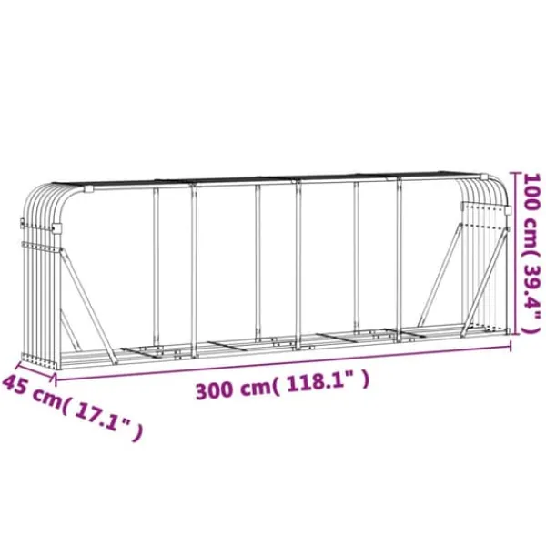 vidaXL Tilbehør Til Brændeovne & Pejse^brændestativ 300x45x100 cm galvaniseret stål lysegrå - Brændekurve