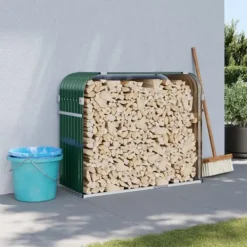 vidaXL Tilbehør Til Brændeovne & Pejse^brændestativ 120x45x100 cm galvaniseret stål grøn - Brændekurve