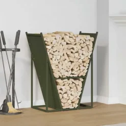 vidaXL Tilbehør Til Brændeovne & Pejse^brændestativ 69,5x35x81 cm koldvalset stål olivengrøn