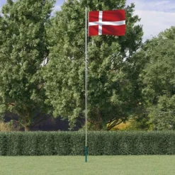 vidaXL Flag & Vindposer^Danmark flag og flagstang 6,23 m aluminium