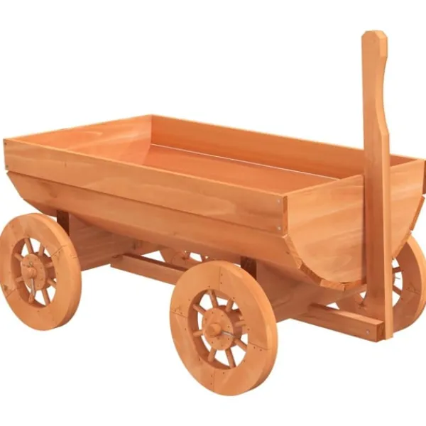 Sale dekorativ vogn 70x43x54 cm massivt fyrretræ Krukker & Plantebeholdere