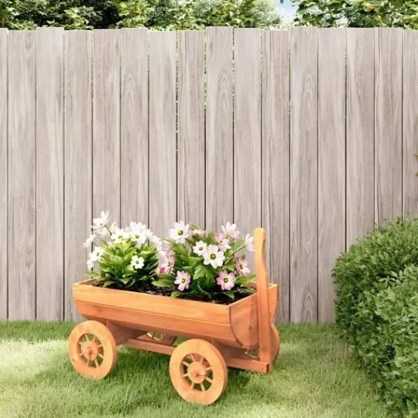 Sale dekorativ vogn 70x43x54 cm massivt fyrretræ Krukker & Plantebeholdere