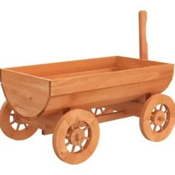 Sale dekorativ vogn 70x43x54 cm massivt fyrretræ Krukker & Plantebeholdere