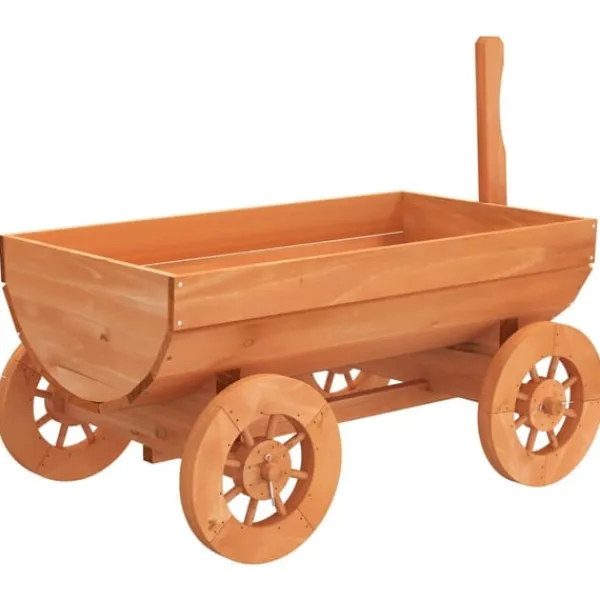 Sale dekorativ vogn 70x43x54 cm massivt fyrretræ Krukker & Plantebeholdere