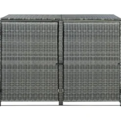 vidaXL Skure, Garager & Carports^dobbelt skraldespandsskjuler 148x77x111 cm polyrattan grå - Skure & Redskabsskure
