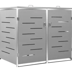vidaXL Skure, Garager & Carports^dobbelt skraldespandsskjuler 138x77,5x112,5 cm rustfrit stål - Affaldsspandsskjulere