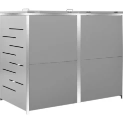 vidaXL Skure, Garager & Carports^dobbelt skraldespandsskjuler 138x77,5x112,5 cm rustfrit stål - Affaldsspandsskjulere