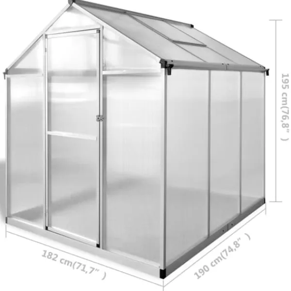 New drivhus 3,46 m² forstærket aluminium - Drivhuse Drivhus