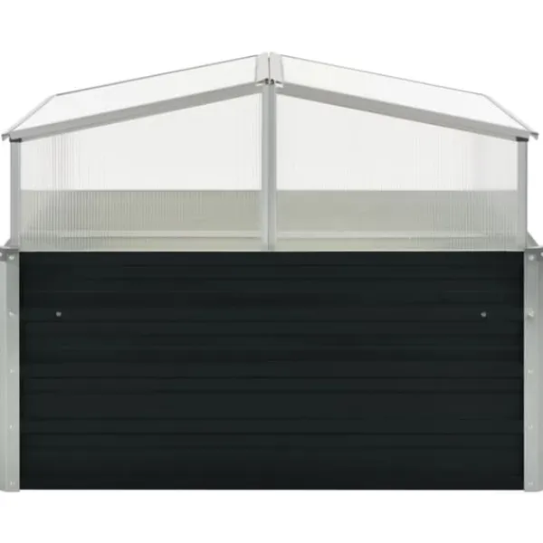 New drivhus 100 x 100 x 77 cm galvaniseret stål antracitgrå - Plantekrukker Drivhus
