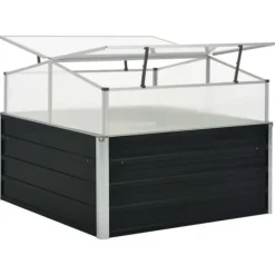 New drivhus 100 x 100 x 77 cm galvaniseret stål antracitgrå - Plantekrukker Drivhus