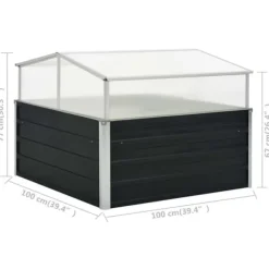 New drivhus 100 x 100 x 77 cm galvaniseret stål antracitgrå - Plantekrukker Drivhus