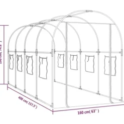 Discount drivhus 160x400x190 cm PVC og pulverlakeret stål transparent - Drivhuse Drivhus