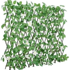 Discount espalier med kunstig vedbend 186x30 cm udvidelig grøn - Havehegn Buer, Spalier, Lysthuse Uden Tag