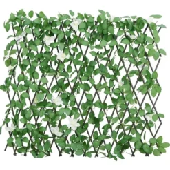 Discount espalier med kunstig vedbend 186x30 cm udvidelig grøn - Havehegn Buer, Spalier, Lysthuse Uden Tag