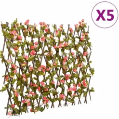Sale espalierer med kunstig vedbend 5 stk. 180x60 cm udvidelig pink - Havehegn Buer, Spalier, Lysthuse Uden Tag