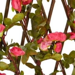 Sale espalierer med kunstig vedbend 5 stk. 180x60 cm udvidelig pink - Havehegn Buer, Spalier, Lysthuse Uden Tag