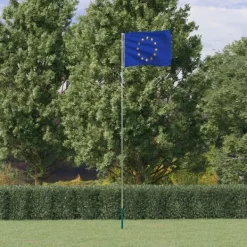 Outlet Europaflag og flagstang 5,55 m aluminium Flag & Vindposer