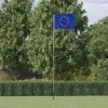 vidaXL Flag & Vindposer^Europaflag og flagstang 5,55 m aluminium - Flag & vimpler
