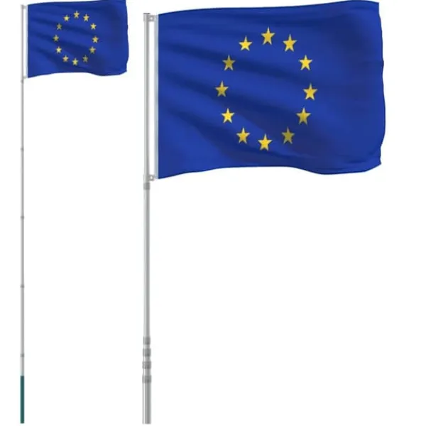 vidaXL Flag & Vindposer^Europaflag og flagstang 5,55 m aluminium - Flag & vimpler