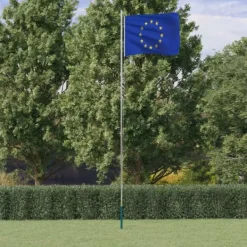 vidaXL Flag & Vindposer^Europaflag og flagstang 6,23 m aluminium - Flag & vimpler